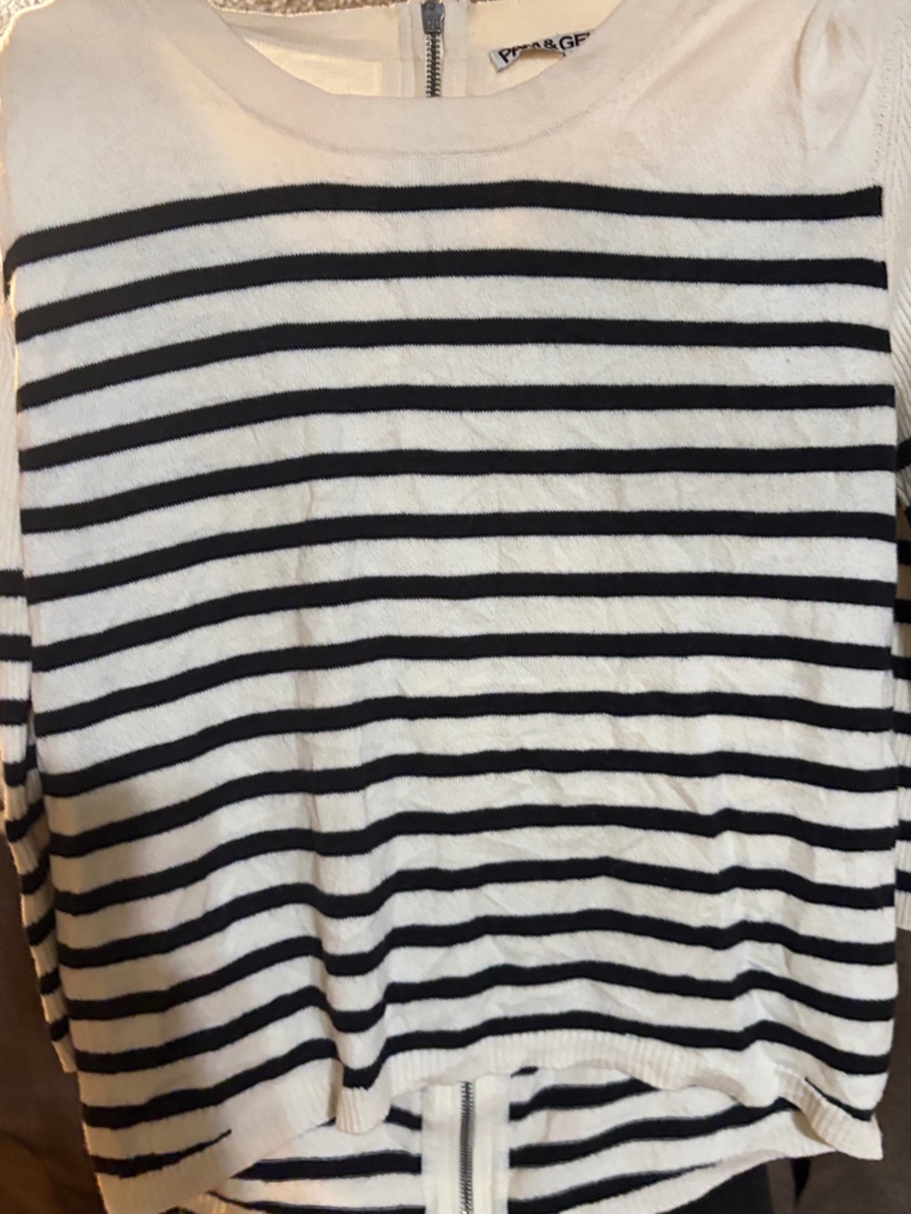Pam & Gela Black and White Striped Scoop Neck Sweater
